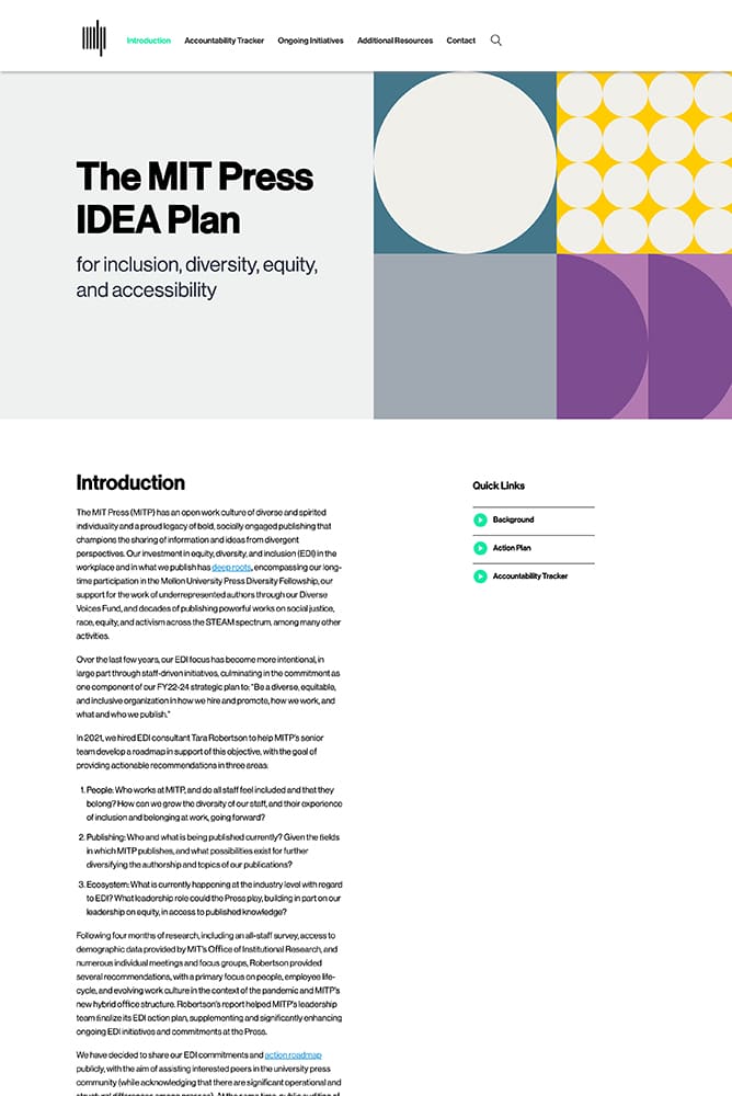 MIT Press – IDEA Plan dei.mitpress.mit .edu