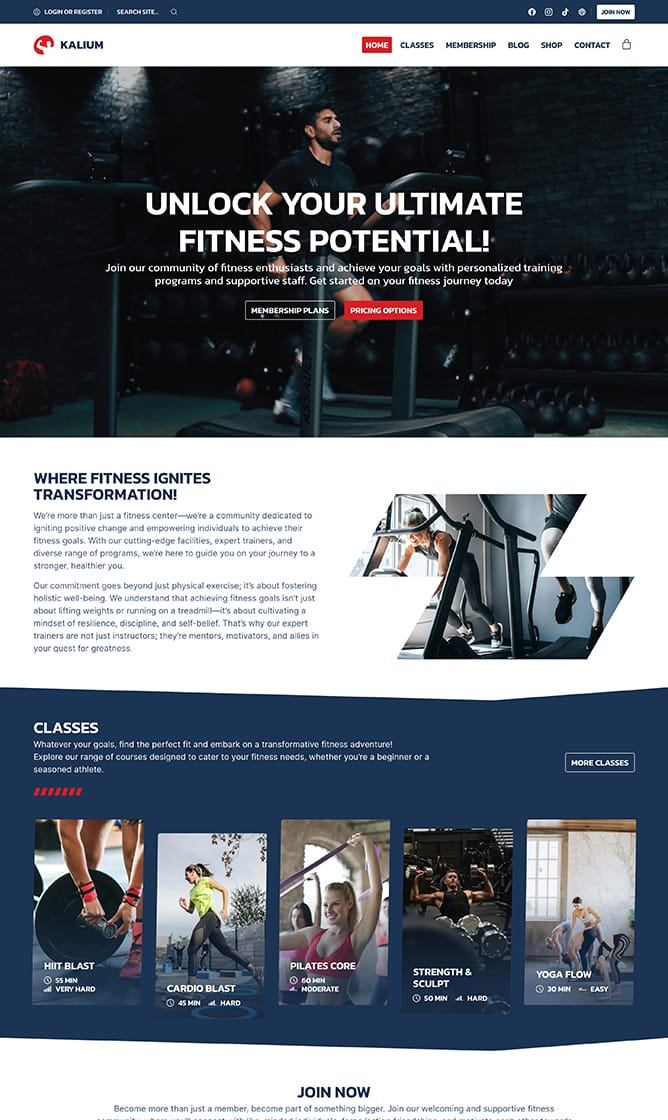 site fitness elementor